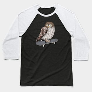 Little Owl Bird Skateboard Birdwatcher Animal Biologist Baseball T-Shirt